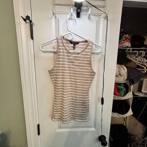 Pre-worn MINT White House Black Market WHBMFORME Tan & White Stripe Tank Top